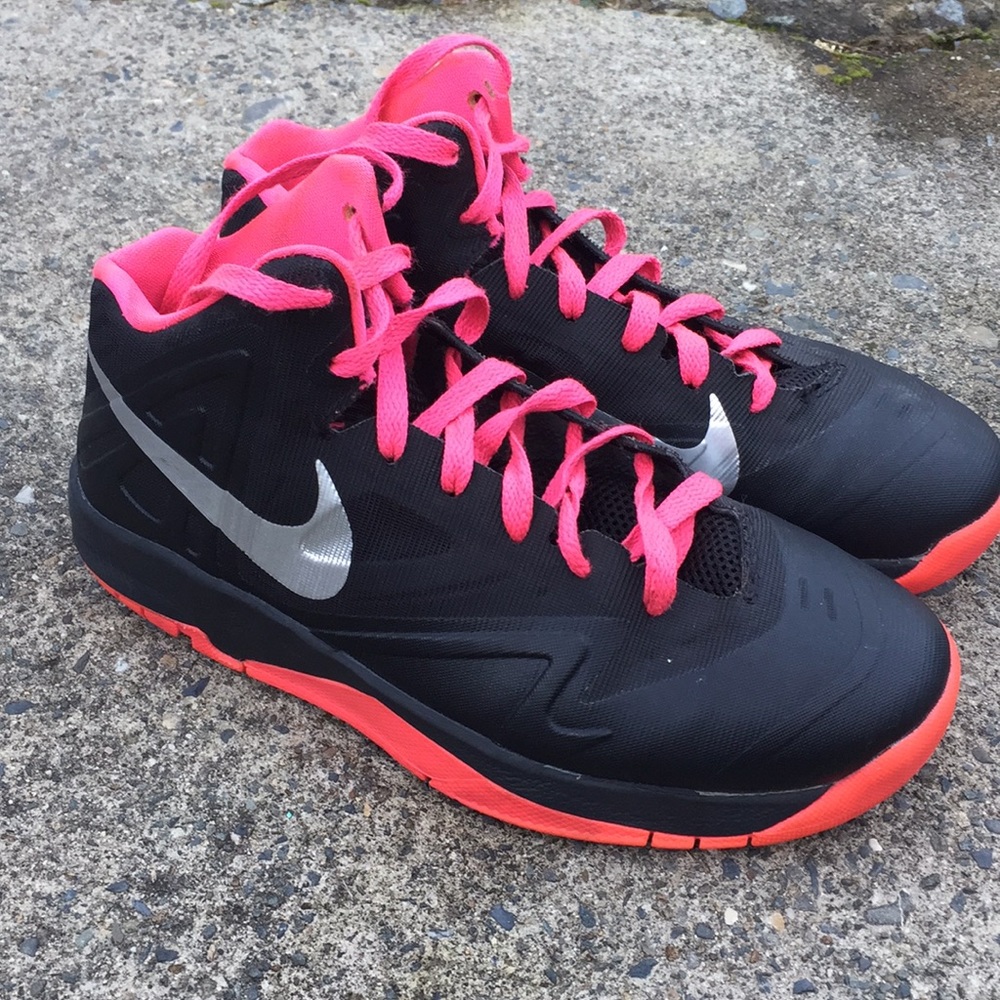 Pink Nike basketball shoes
